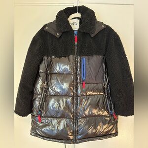 Zara  Black and Silver Puffer Coat